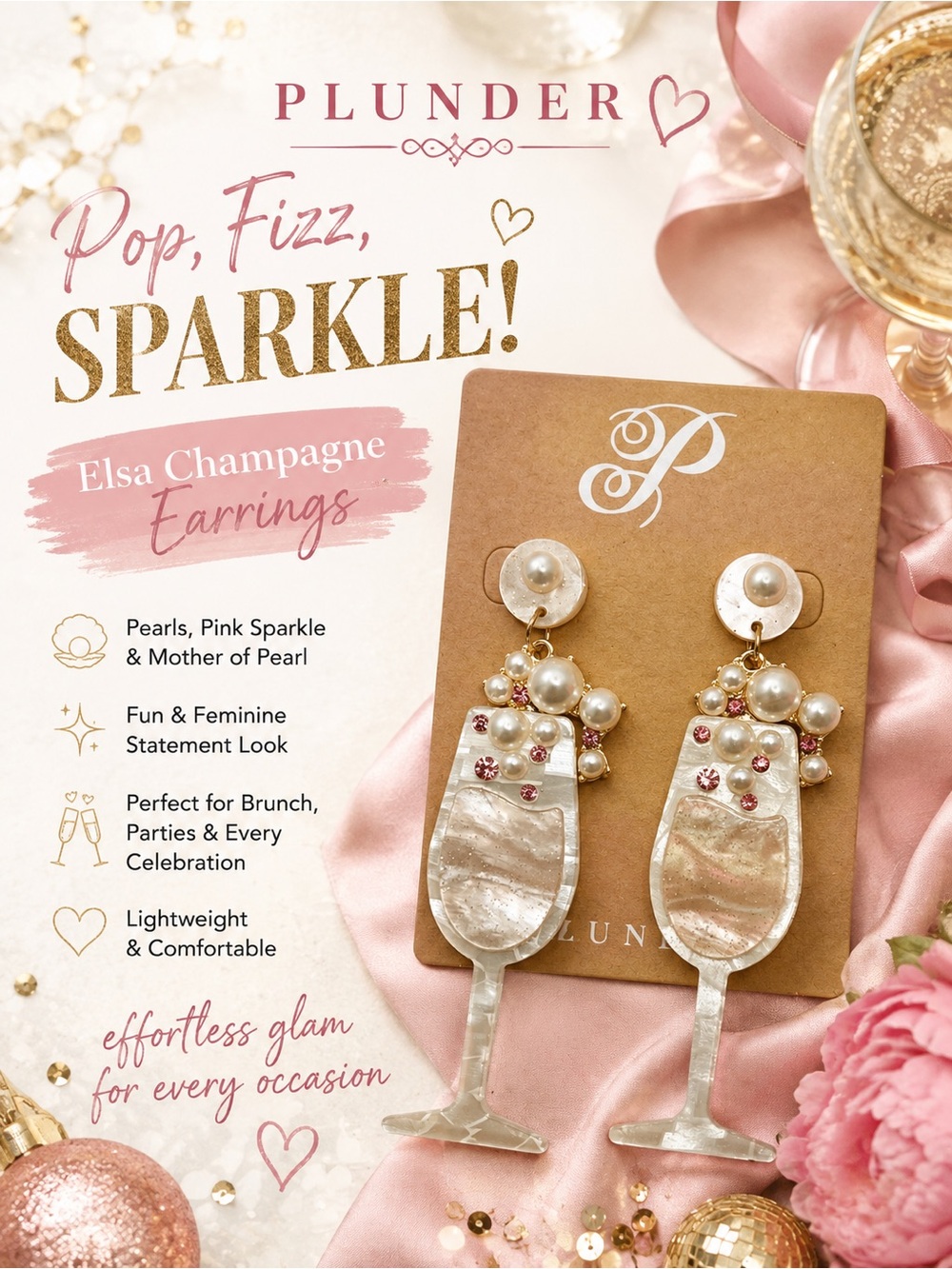 Plunder Elsa Champagne Earrings